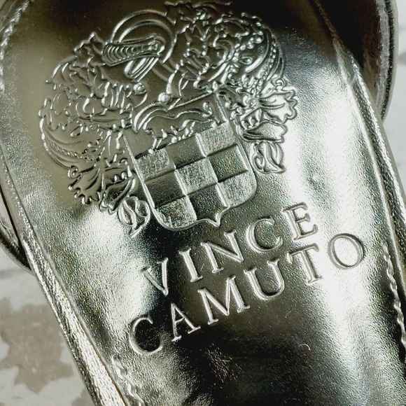 New Vince Camuto Margry Silver Block Heel Ankle Strap Sandals E815 - Picture 10 of 15